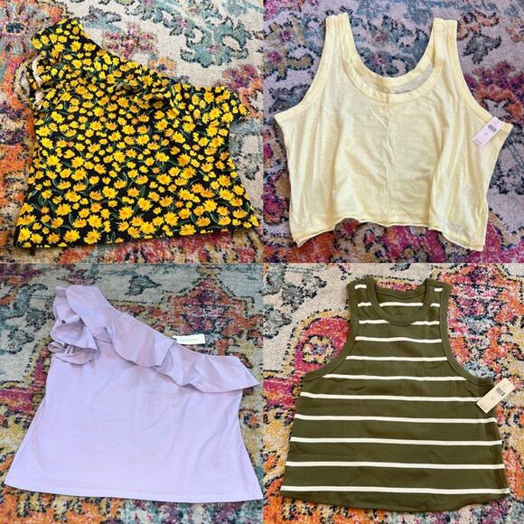 Anthropologie Tops & Tanks Summer Lot of 4 NEW $168 Retail Lavender Green Yellow - Picture 1 of 4